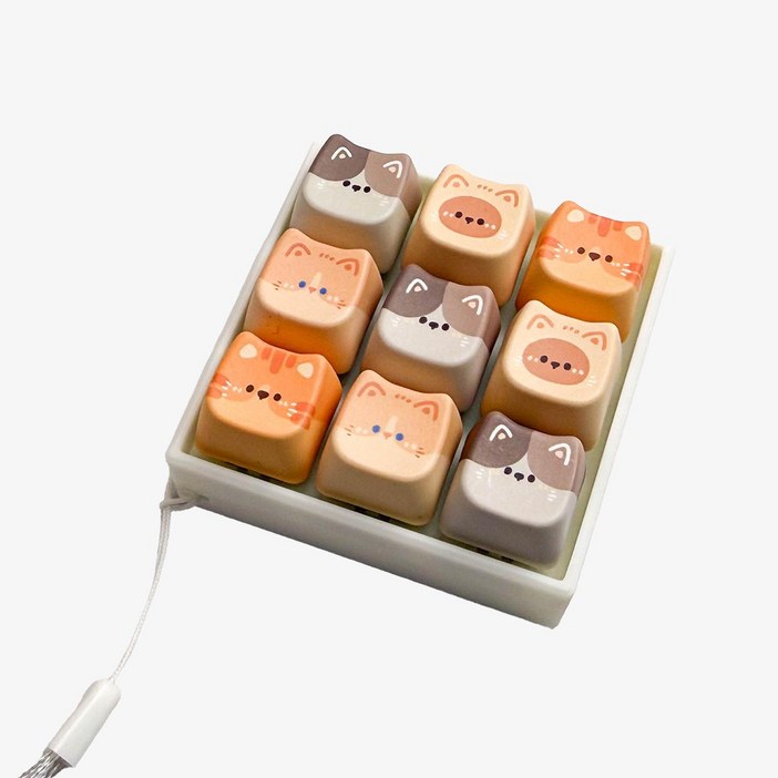 민타 고양이 키캡키링 9구 키보드 클리커 키링