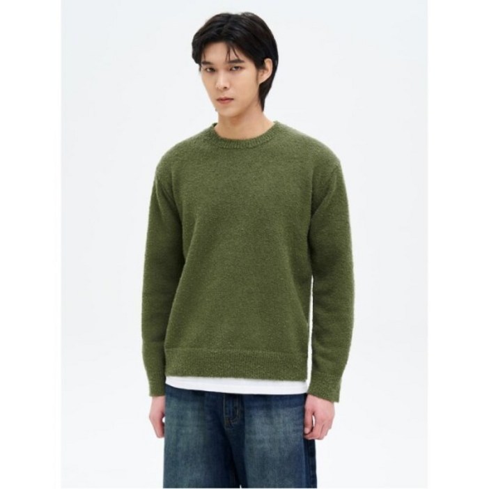 에잇세컨즈 소프트 부클 라운드 니트  카키 425251LY2H