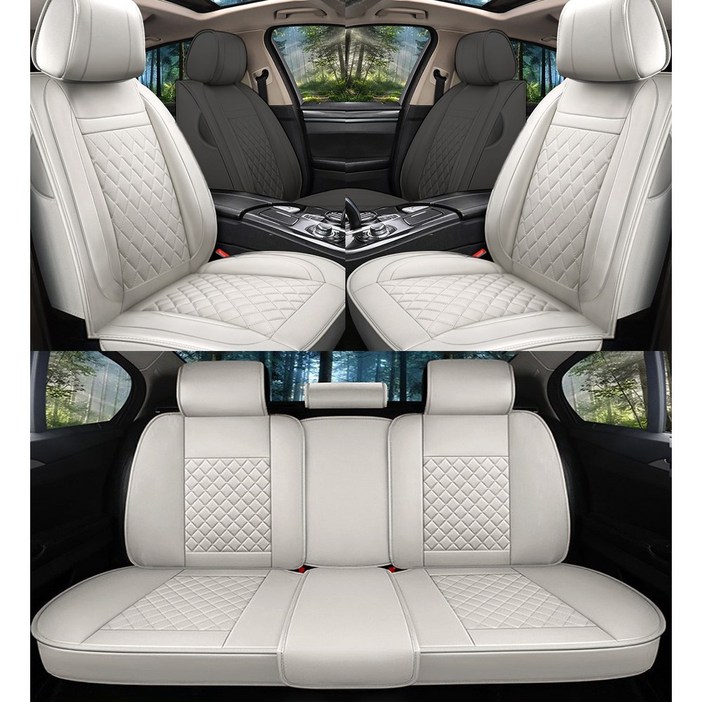 제니븐 자동차 시트커버 차량용 방석 카 보호매트 가죽 교체 SF890 풀세트, 1세트, 바닐라베이지