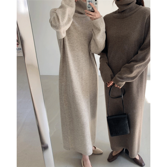 루어스룸 여성 겨울 도톰이 루즈핏 니트 원피스