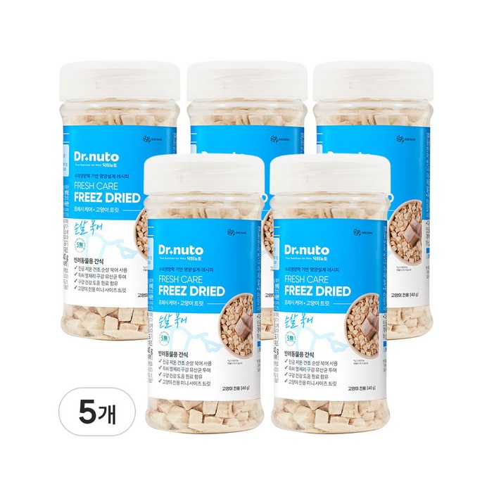닥터뉴토 고양이 동결건조 간식 유산균 트릿 구내염구취치석제거 도움, 5개, 40g, 북어