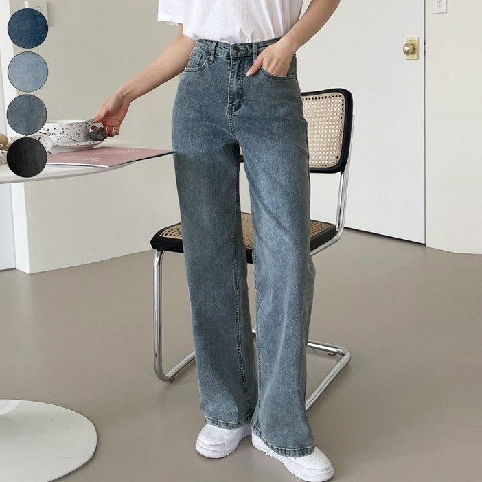 가비진 여성용 쫀쫀 스판 일자 데님 롱기장 청바지 팬츠