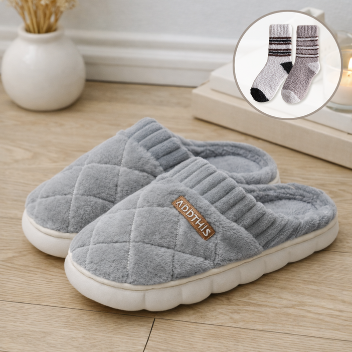 프롬무드 발편한 구름 쿠션 털 슬리퍼 겨울 방한 실내화