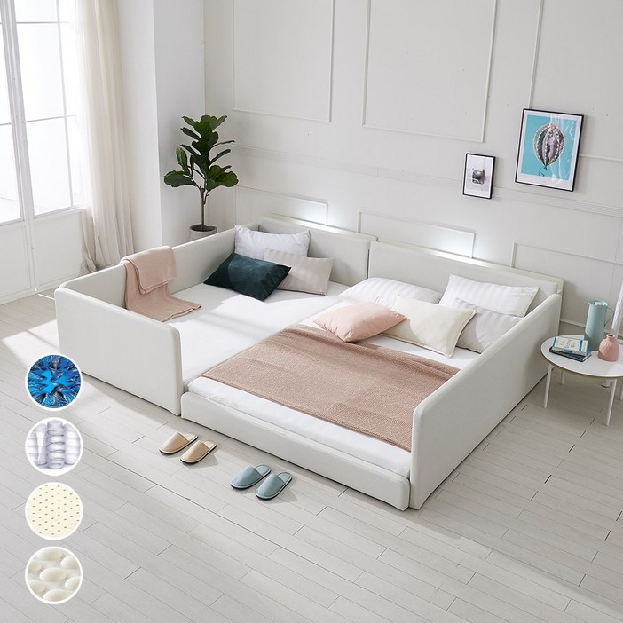 지베스 스테디2 LED 저상형 슬림 패밀리침대 SSSSQSSQQ