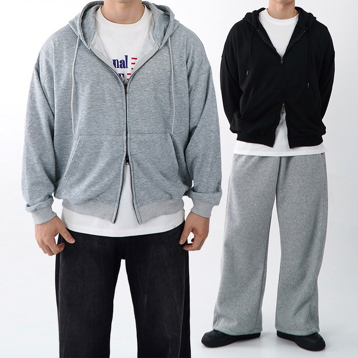 남자크롭후드집업 회색후드집업 두꺼운