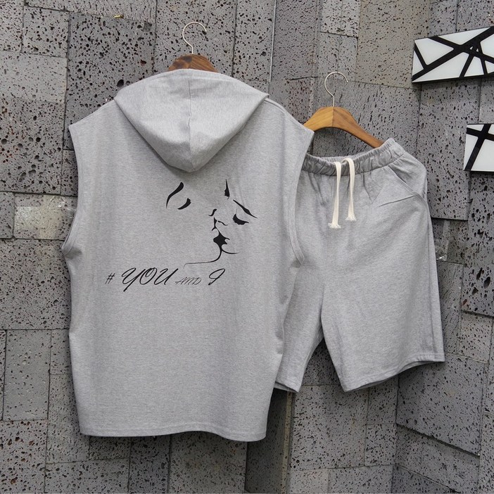 아이야후드티민소매나시티오버핏7부티셔츠세트 남자후드나시세트 KISS