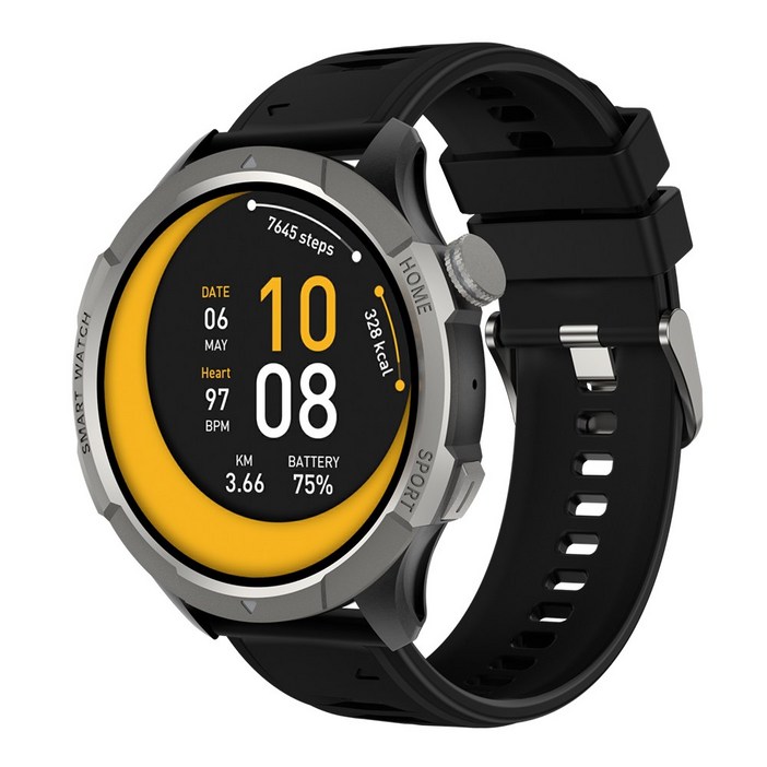 Wapik 블루투스 통화 스마트워치 ST10 1.43인치 아몰레드 고화질 SOS통화 AI운동인식, GPS  블루투스, 3.6cm, 실버