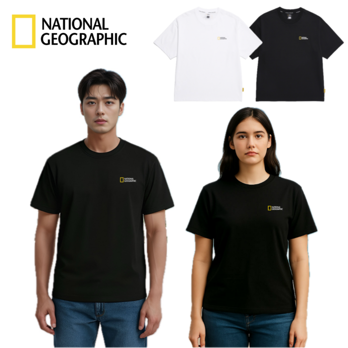 (국내매장판) 내셔널지오그래픽 반팔티 남여공용 수피마 세미오버핏 라운드넥 반팔
