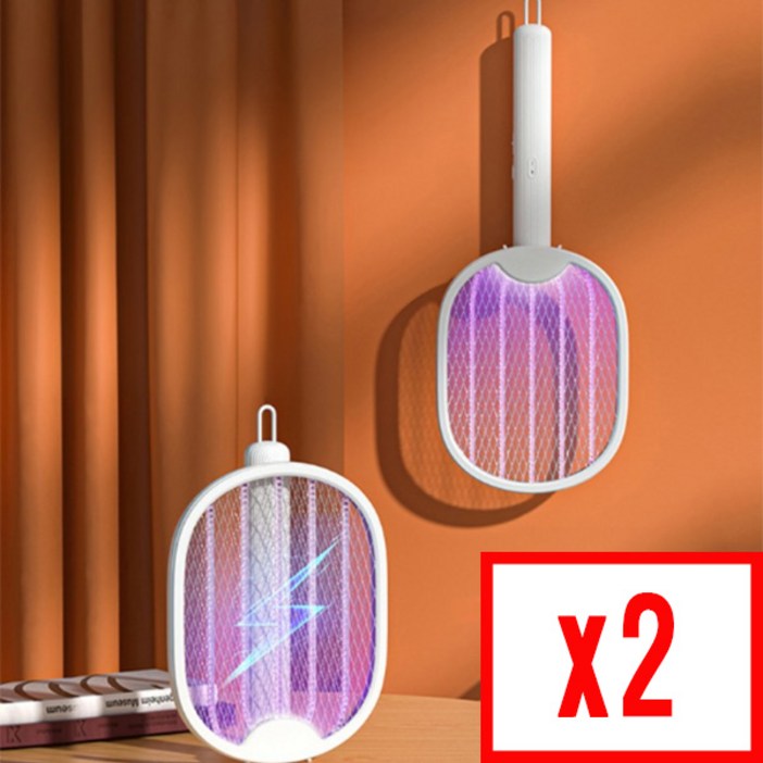 1+1 음소거 자동퇴치모드 접이식 충전식 걸이식 스탠드 전기모기채 C타입