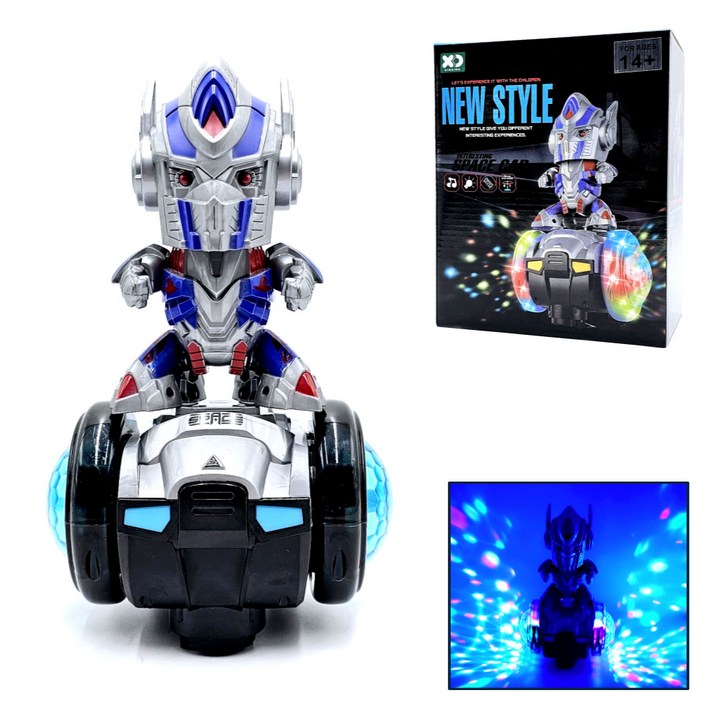 춤추는 로봇장난감 미러볼 피규어 댄싱히어로 NO.17128 로봇 미러볼 카 360도회전 사운드 로보트 장난감 어린이 선물, 블루(미러볼)