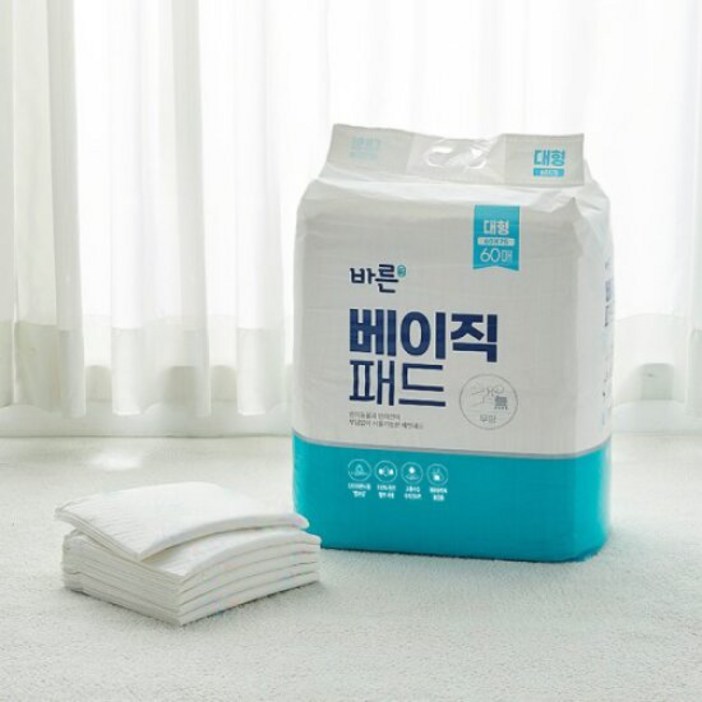 [3개세트] 바른 베이직패드 대형 60매 강아지 배변패드 강아지 배변패드