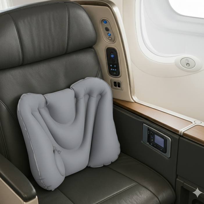 토브몰 휴대용 여행용 에어 펌프 허리쿠션, 실버 문 그레이