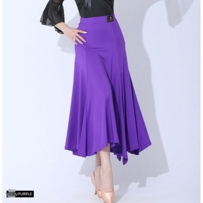 여성댄스복 라틴 댄스 치마 스커트 롱 공연복 캐주얼 -6