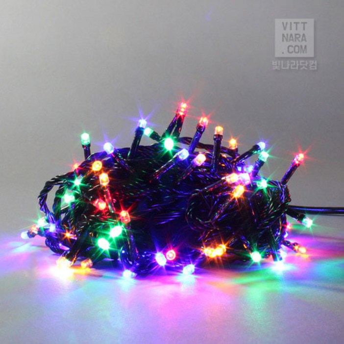 크리스마스 트리전구 검정선 100구  전원코드 세트