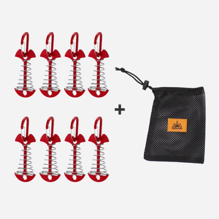 KOOLMAN(쿨맨) 스프링 데크 팩 (비너포함) 8개 + 메쉬파우치, 1세트