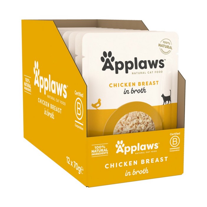 어플라우즈 고양이 간식 파우치, 6개, 70g, 닭가슴살 인 브로스