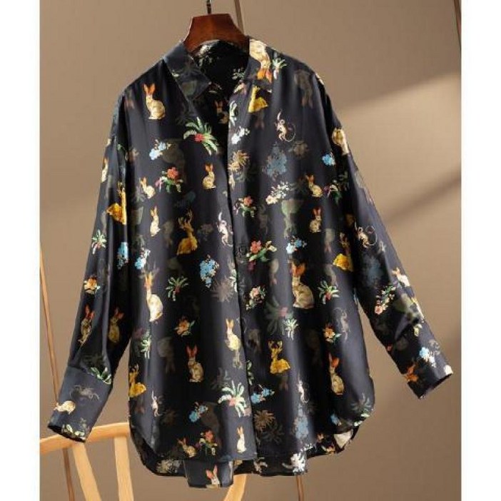 COSYEVNO 미디 남방 프린트 패션 빅사이즈 루즈핏 여자 가을 셔츠 ksg812