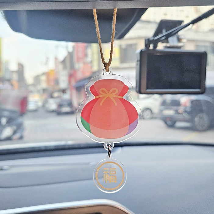 네모상점 복주머니 차량용 룸밀러 걸이 악세사리 새차 선물 소품