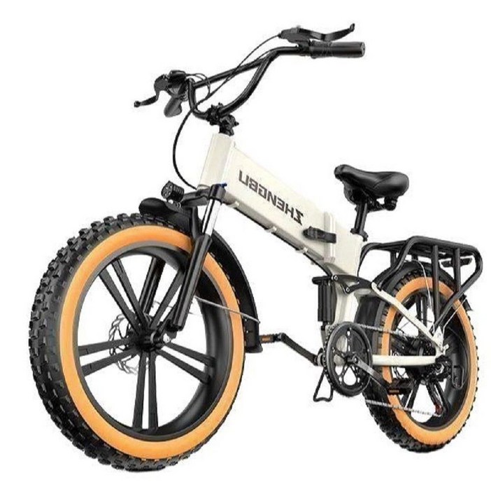 Bacicle 자토바이 전기자전거 팻바이크 48V 접이식 전동, 화이트 48V 14Ah 시마노7단 기어