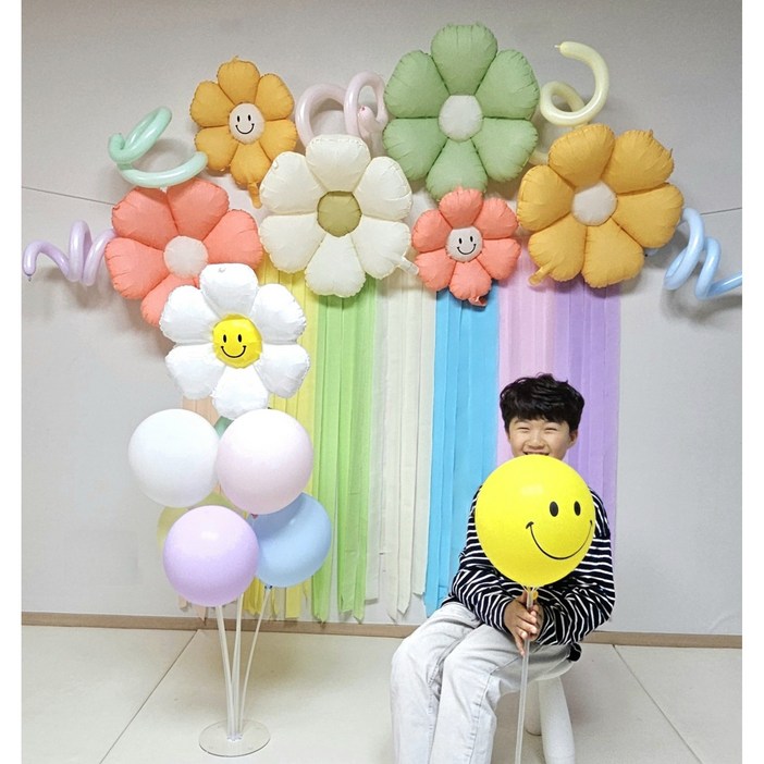 꽃풍선 파티스트리머 어린이날풍선 어린이집 학교 교회 포토존 장식 세트