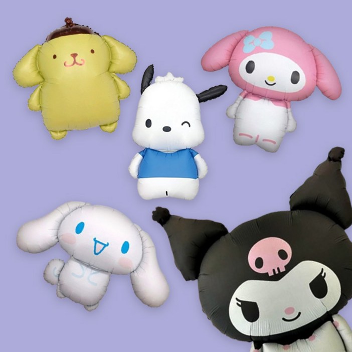 파티지로켓 산리오 풍선세트 시나모롤 쿠로미 마이멜로디 폼폼푸린 쿠로미