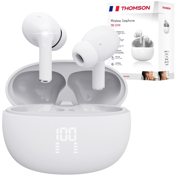 프랑스 톰슨 ENC 노이즈 캔슬링 LED 블루투스 6.0 이어폰 무선 방수