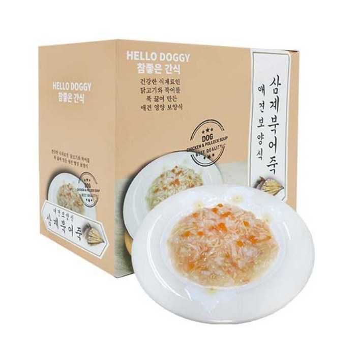 참좋은간식 삼계죽 강아지 간식 80g, 혼합맛(삼계/북어), 10개