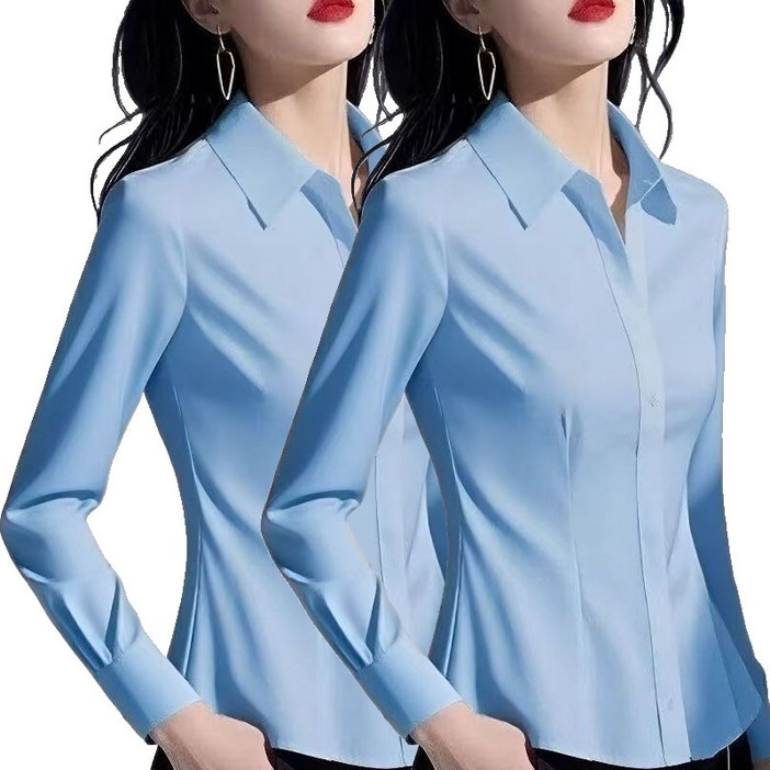 여성 슬림핏 면접 유니폼 남방 심플 블라우스 긴팔셔츠 2종세트 뉴타임즈 02CW2401