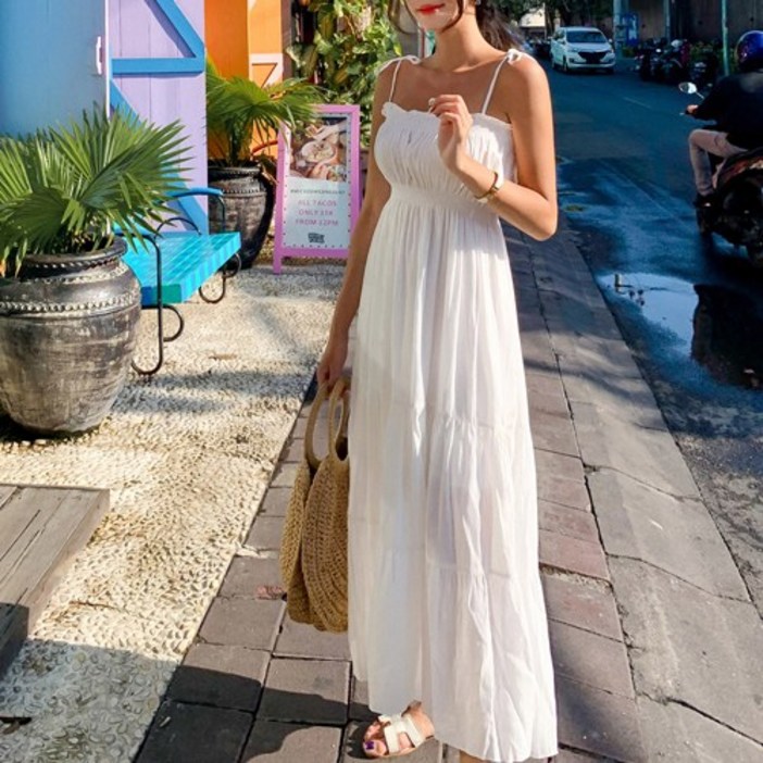 4477자체제작 비키비키 소이 원피스 롱 비치원피스 여름 바캉스 휴양지 스모크밴딩 여성 여자 빅사이즈 비치웨어