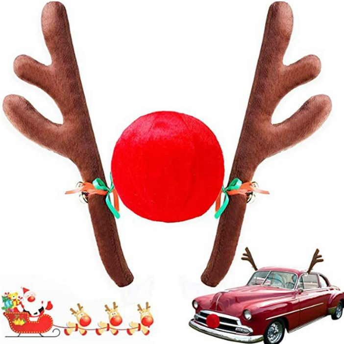 루이스 크리스마스 장식 차량용 루돌카 사슴뿔 코 3pcs