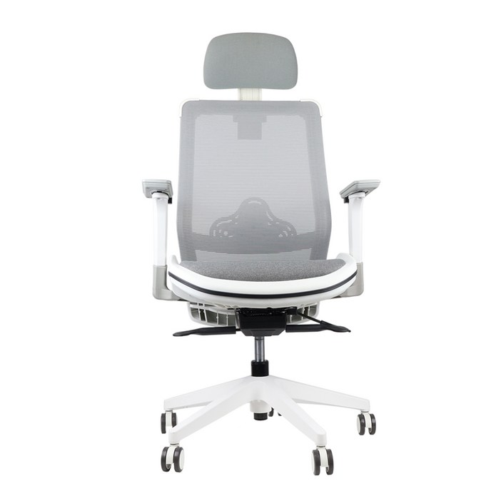 피치트렌디 S300 사무용 국산 의자 사무실 편한 컴퓨터 학생 책상 의자, 화이트 + 그레이