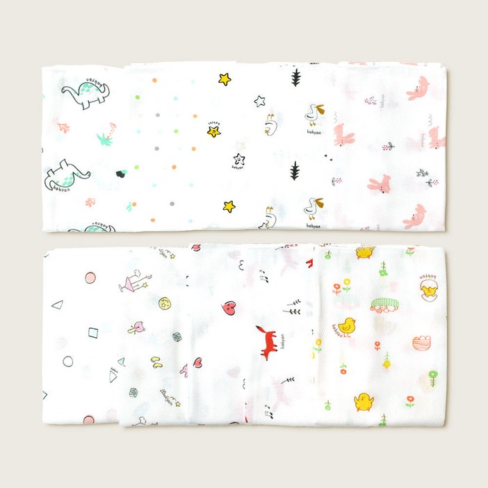 베이비앙 국내산 무형광 순면 나염 엠보손수건 혼합랜덤발송 30장50장, 랜덤발송, 50개