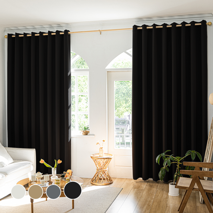 [1+1] HOMEY NEST 완벽 빛차단 3중직 단열 방풍 암막커튼 거실 커텐 아일렛형