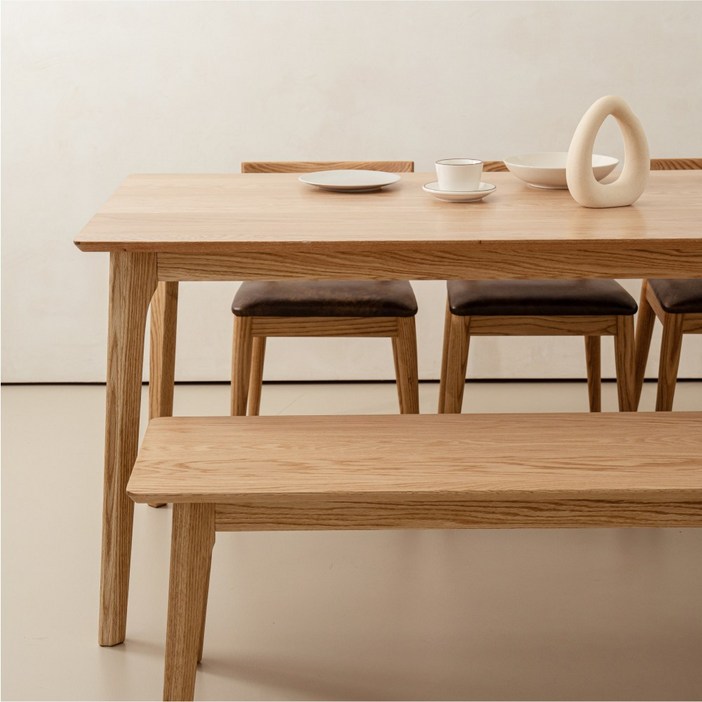 존오크 원목 6인식탁 내추럴 우드 대형 식탁
