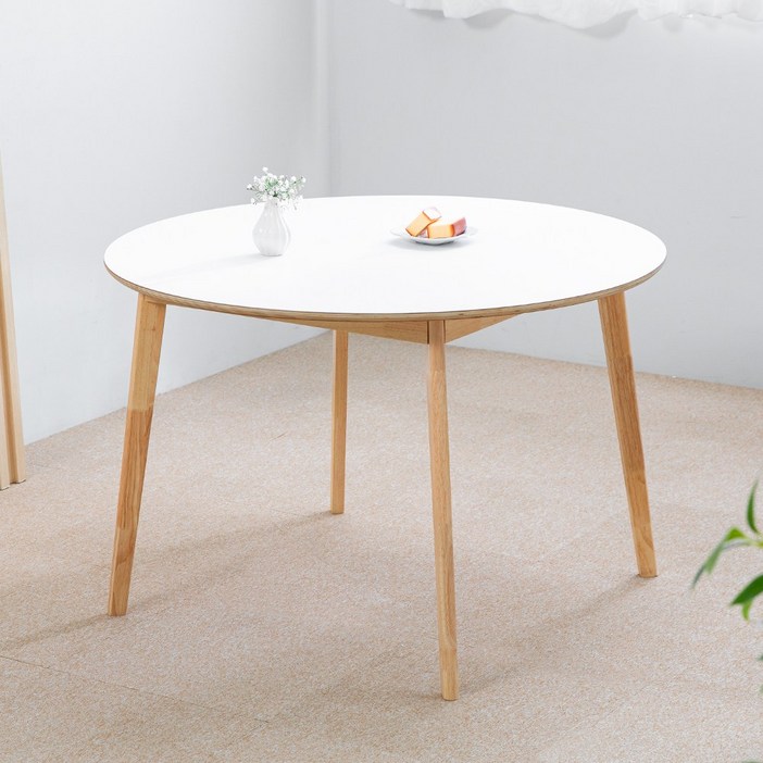 밀키우드 1100 원형 4인 화이트 주방 식탁 테이블 HPM 카페 커피숍 업소 회의 디자인, 화이트