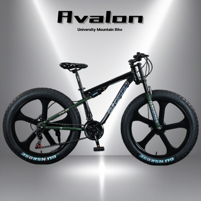 AVALON 팻바이크 풀샥 MTB 산악자전거 고출력 광폭 타이어, A.블루블랙, 1개