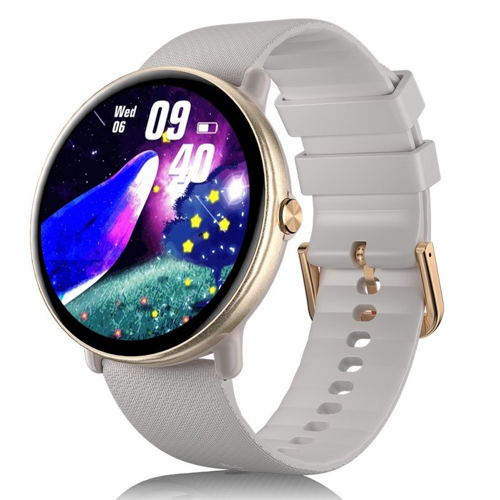 한정특가Wapik 와피크 블루투스 통화 스마트워치 Y6 AMOLED AOD기능, 골드, 36mm, GPS  블루투스