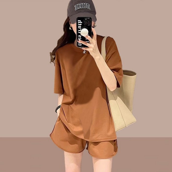 COSYEVNO 여성 트레이닝복 세트 캐주얼 투피스 반팔 반바지