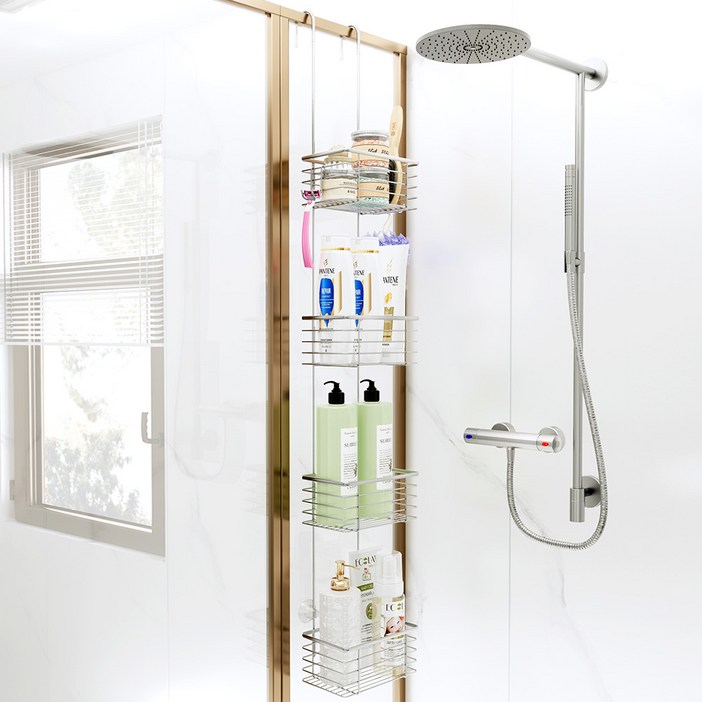 원기화 304 스테인레스 다용도 걸이형 욕실 선반 욕실 유리 칸막이에 걸린 걸이, 1개, 실버