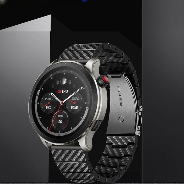 어메이즈핏 밸런스2 호환 스트랩 섬유 질감 카본 블랙 밴드, E. GTS 4 3 2, 카본파이버블랙