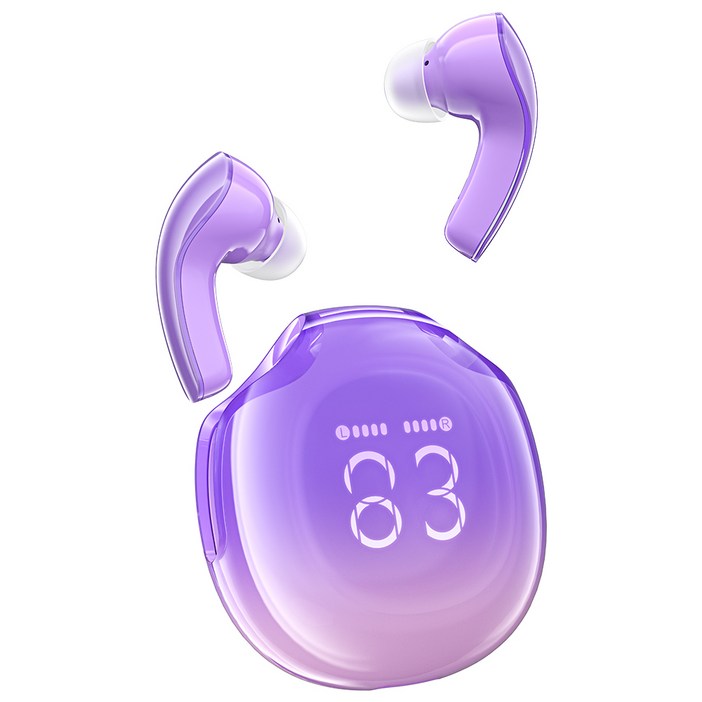 ACEFAST T9 블루투스 이어폰 노이즈캔슬링 블루투스 5.3 디지털 디스플레이, grape purple ACEFAST T9 블루투스 이어폰 노이즈캔슬링 블루투스 5.3 디지털 디스플레이, grape purple