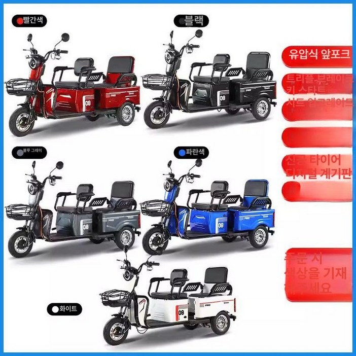 삼륜 스쿠터 노인 전동차 오토바이 배달용 접이식 삼발이 성인용 농업용 어르신 마실 운반차 세발 전기차, 72V 리튬 20A 1000W, 48V