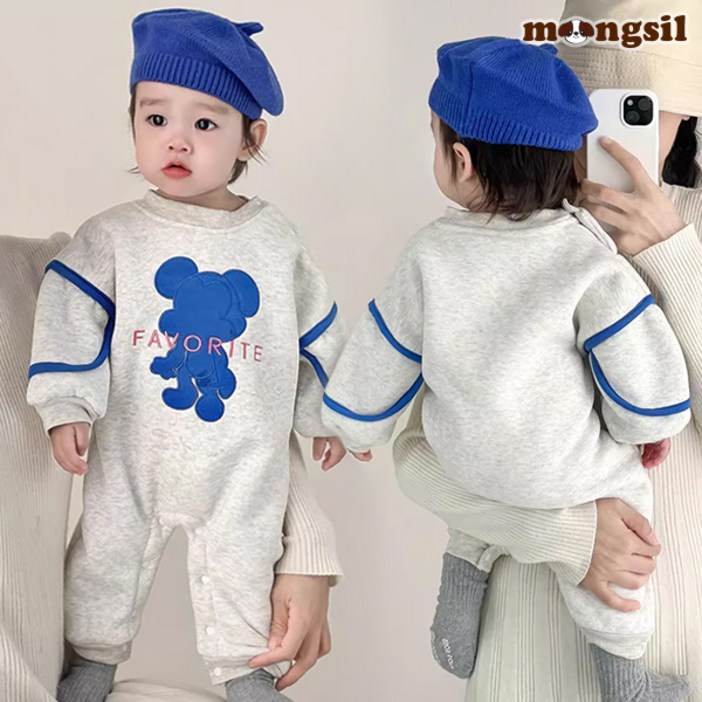 몽실이 블루 마우스 맨투맨 우주복 봄가을 유아용 외출복 남아 여아