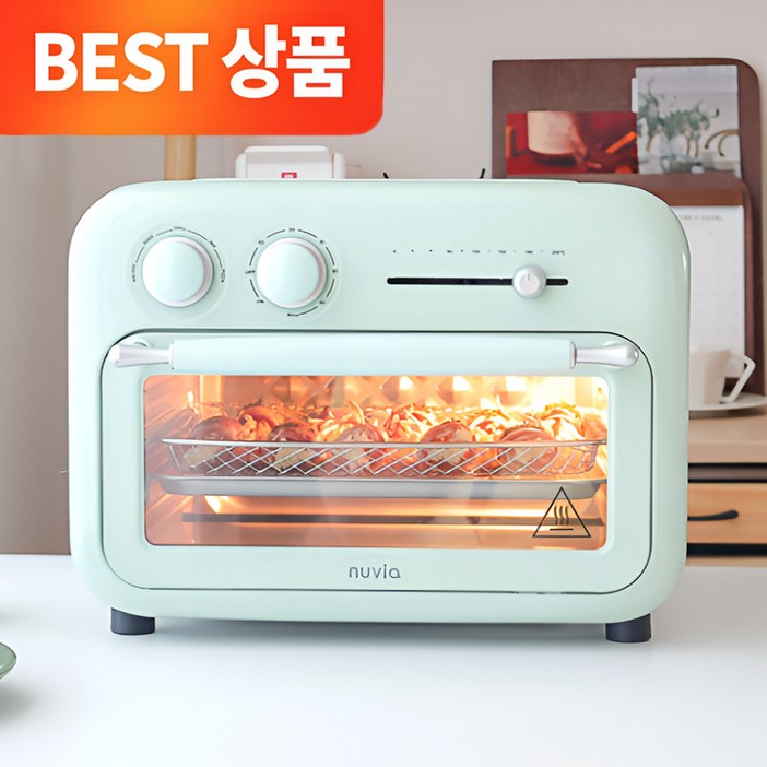 오르홈 오븐형 에어프라이어 PRO 스텐 투명창 듀얼히팅 레트로 다이얼 멀티 오븐 12L(3종 트레이 및 오븐장갑 증정)