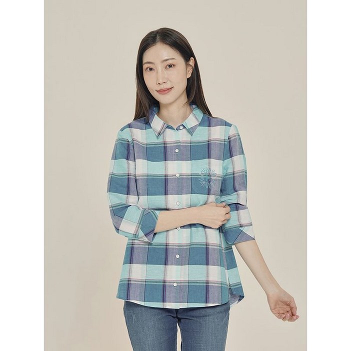 올리비아하슬러 블루 베이직체크 마 셔츠 블라우스 OHCMBL208 올리비아하슬러 블루 베이직체크 마 셔츠 블라우스 OHCMBL208