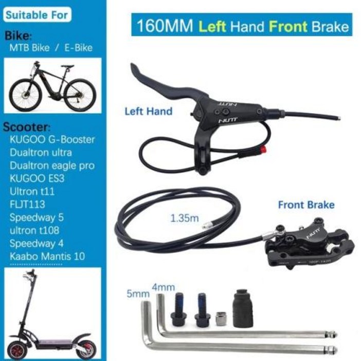 NUTT A5D MTB 유압 스쿠터 자전거 디스크 브레이크 전기 전자 KUGOO 듀얼트론 울트론 스피드웨이용 140mm 160 로터 패드