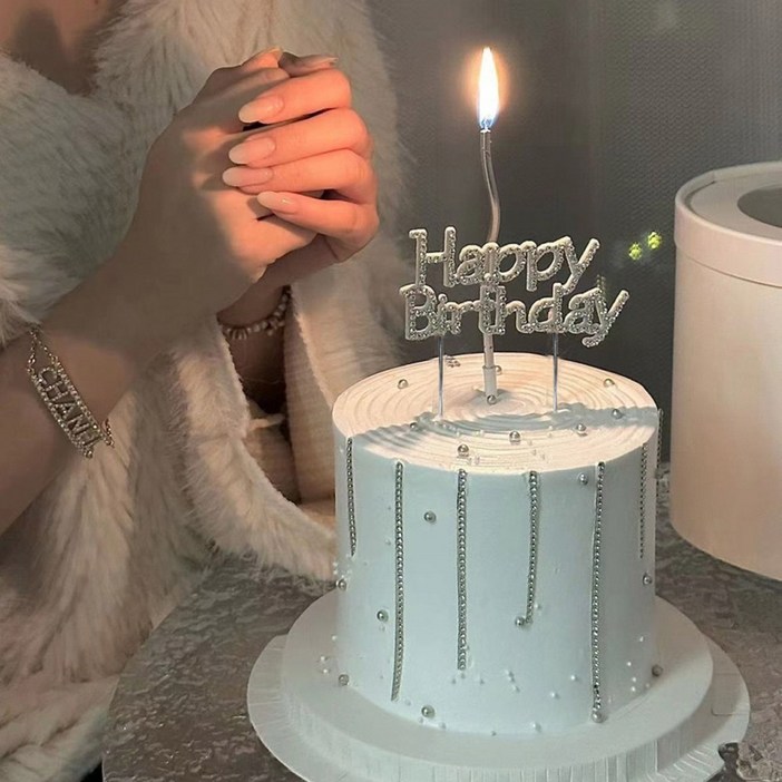 큐빅 생일 케이크토퍼케익초 세트
