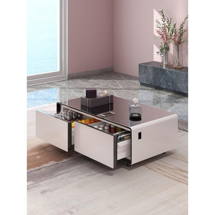 제이베니2386 모던 수납형 거실 테이블 냉장고 냉동보관 올인원 다기능 바 사무실 가정용 무선충전, 9. TB135L 화이트 티 바