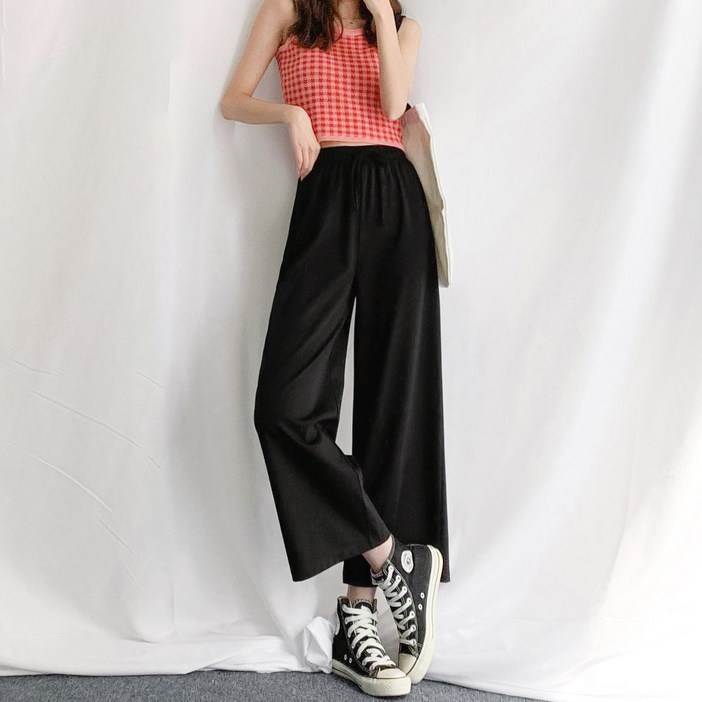 글로스타 여성용 골지 일자 와이드 밴딩 팬츠 빅사이즈까지