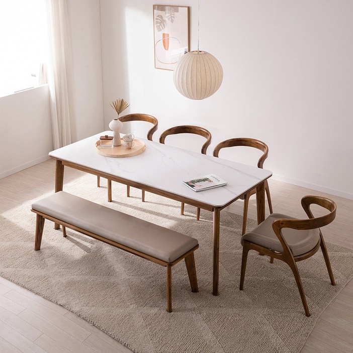 레오 세라믹 원목 식탁 단품 140016001800, 4인용, 브라운